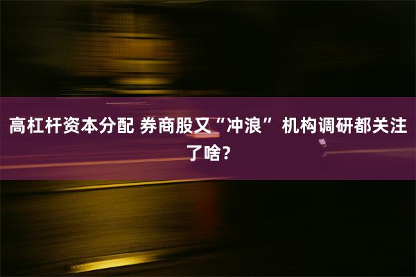 高杠杆资本分配 券商股又“冲浪” 机构调研都关注了啥？